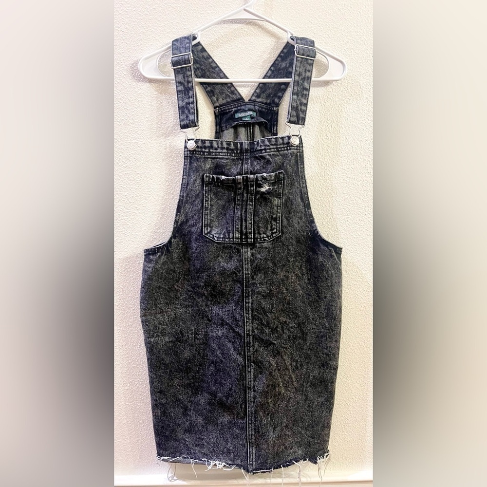 Wild Fable Overalls Jean Skirt Dress Size M Black Acid Washed Denim - Picture 2 of 8